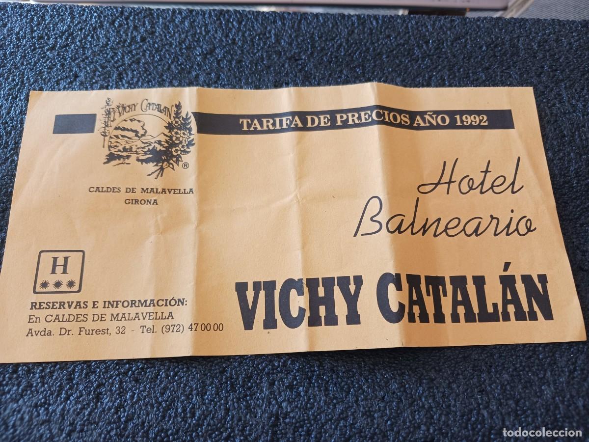 Folletos de turismo: diptico, tarifa de precios hotel balneario vichy catalan, caldes de malavella 1992