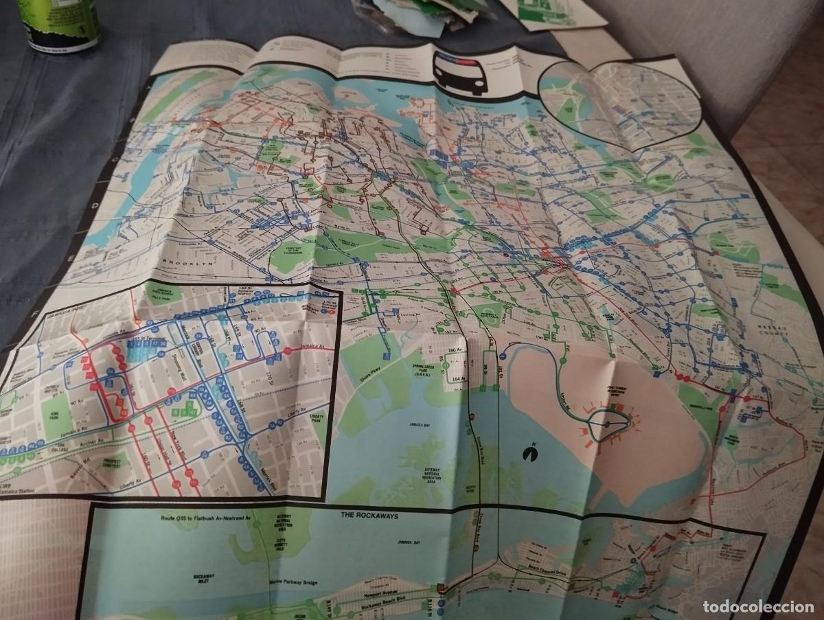 Tourismusbrosch&uuml;ren: ANTIGUO GRAN DESPLEGABLE QUEENS BUS MAP METROPOLITAN TRANSPORTATION AUTHORITY NEW YORK CITY TRANSIT