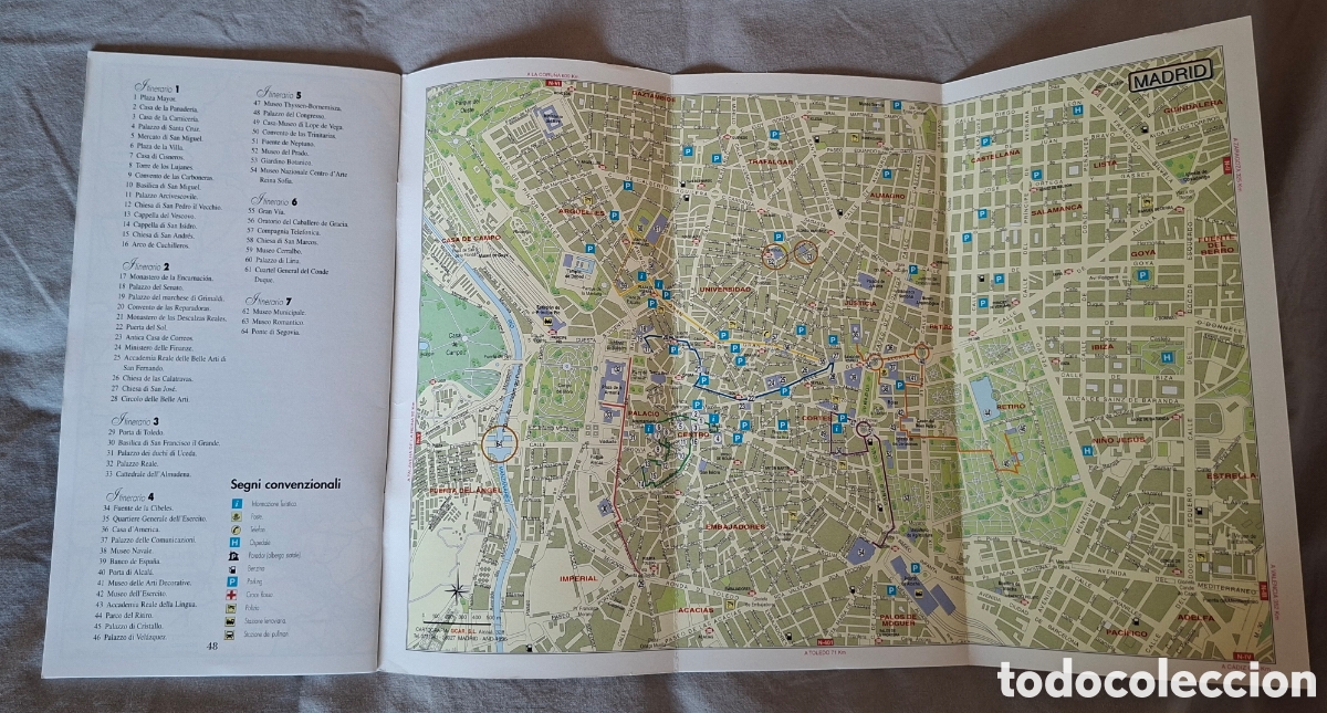 Travel Brochures: Folleto turistico en italiano plano Madrid 1996.Mapa