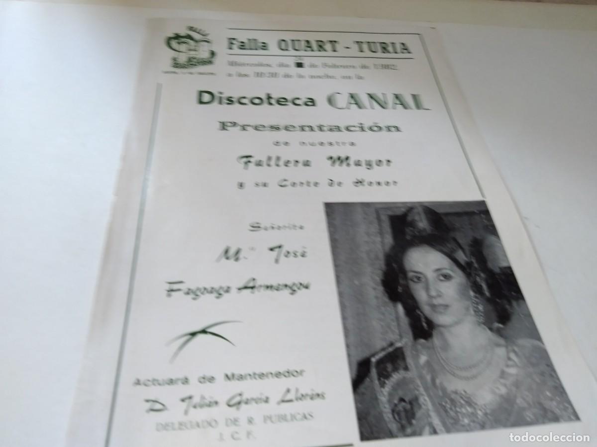 Folletos de turismo: FALLA QUART - TURIA DISCOTECA CANAL PRESENTA FALLERA MAYOR 1982 - Foto 1