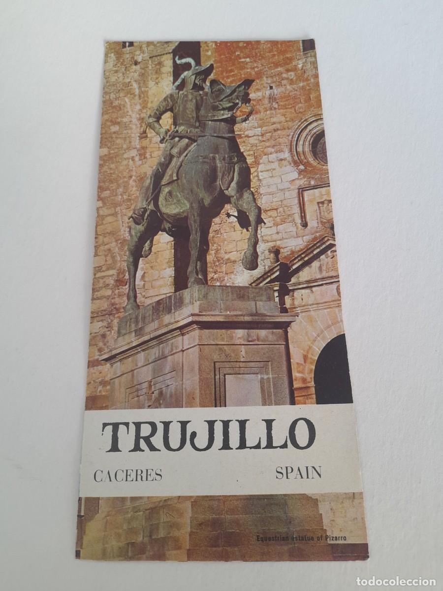 Folletos de turismo: Folleto turistico Trujillo, C&aacute;ceres 10x22cm aprox (triptico, en ingles, a&ntilde;os 60/70 aprox)