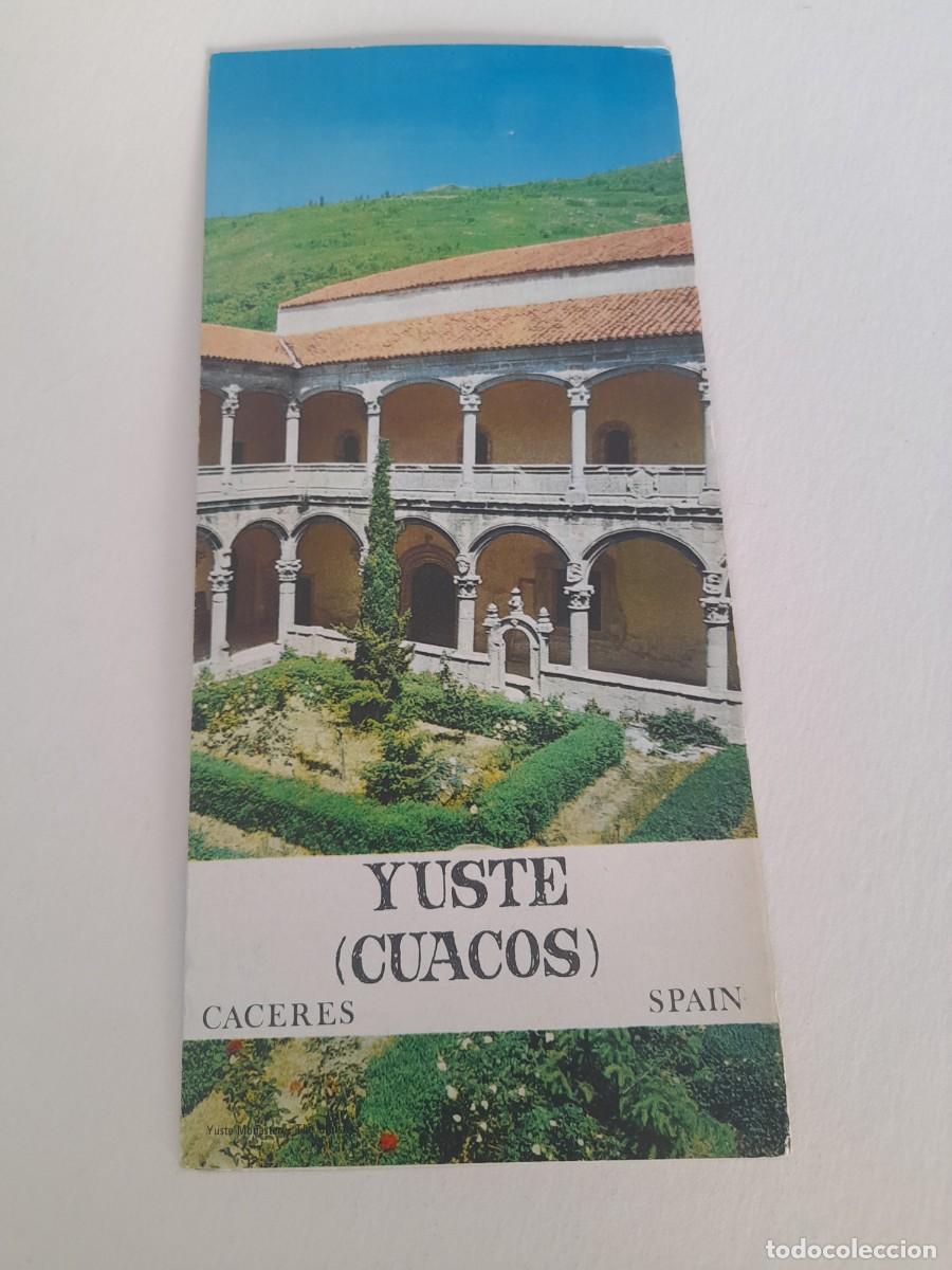 Folletos de turismo: Folleto turistico Yuste (Cuacos), C&aacute;ceres 10x22cm aprox (triptico, en ingles, a&ntilde;os 60/70 aprox)
