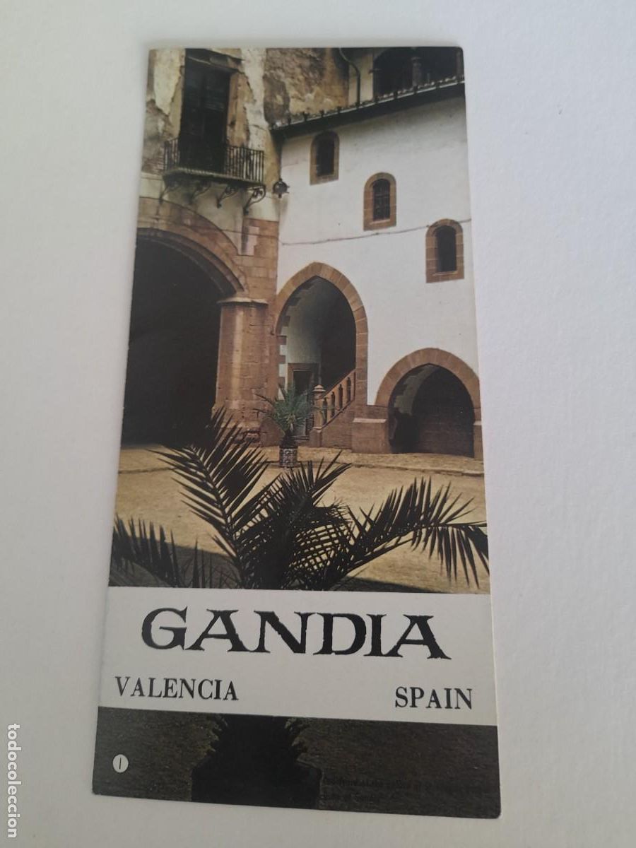 Folletos de turismo: Folleto turistico Gandia, Valencia 10x22cm aprox (triptico, en ingles, a&ntilde;os 60/70 aprox)