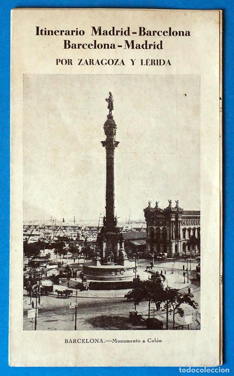 Folletos de turismo: ITINERARIO MADRID-BARCELONA. BARCELONA-MADRID POR ZARAGOZA Y LERIDA. PATRONATO DE TURISMO