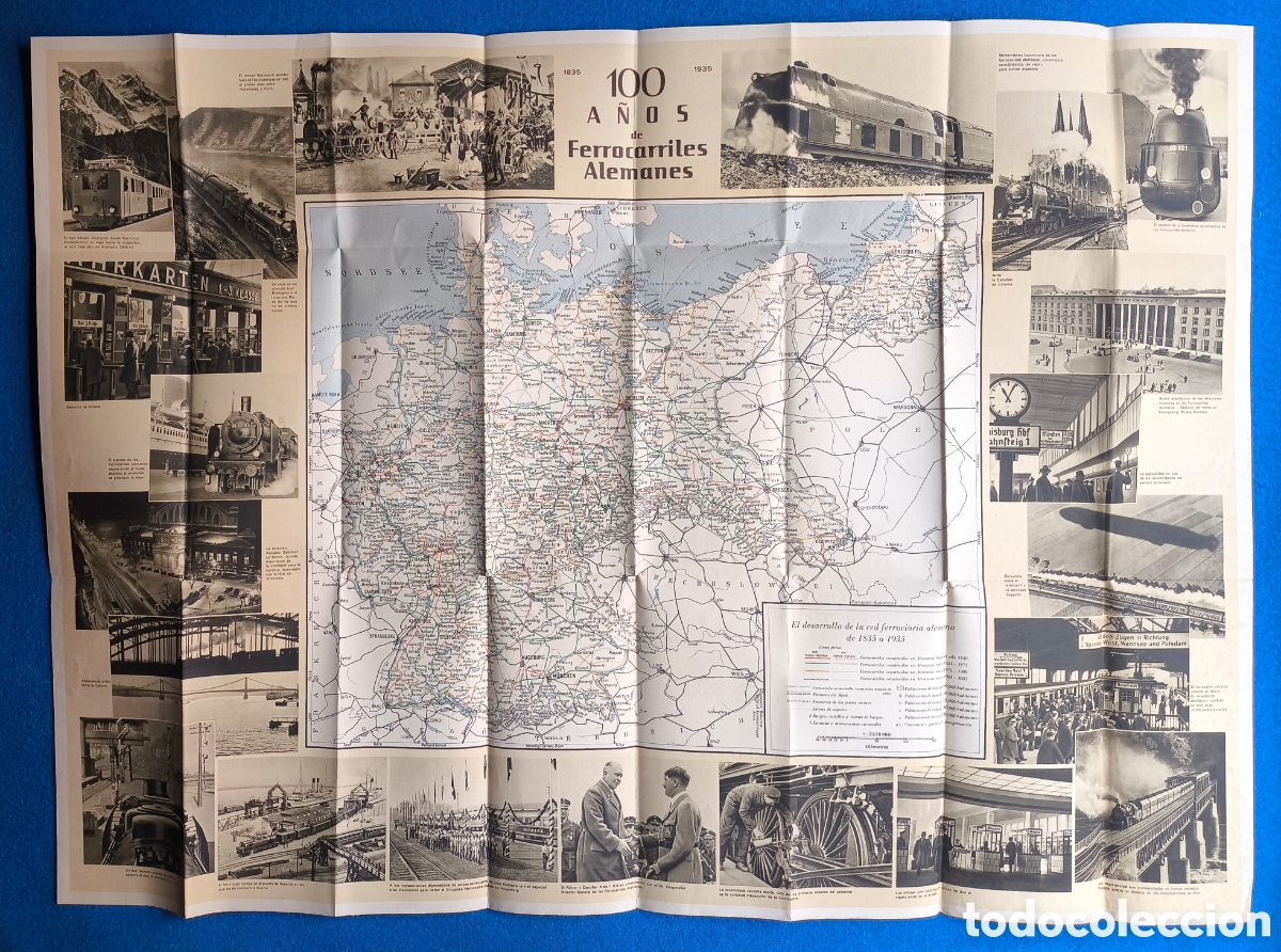 Folletos de turismo: TREN FERROCARRIL ALEMANIA 100 A&Ntilde;OS FERROCARRILES ALEMANES MAPA FOLLETO 1935