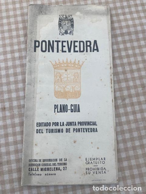 Folletos de turismo: Pontevedra . Plano Guia. 1949. Desplegable 64 x 44 cm. Junta Provincial de Turismo