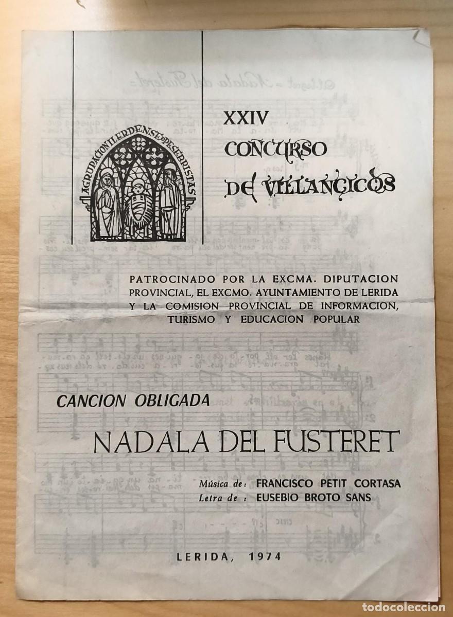 Folletos de turismo: Folleto d&iacute;ptico XXIV concurso de villancicos - Asociaci&oacute;n Ilerdense de Pesebristas - L&eacute;rida 1974