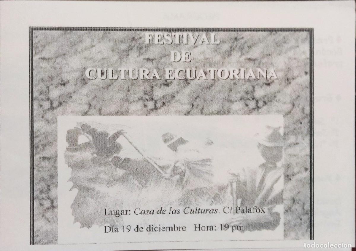 Folletos de turismo: FOLLETO FESTIVAL CULTURA ECUATORIANA - CASA DE LAS CULTURAS ZARAGOZA - FORO HUMAN&Iacute;STICO DE ARAG&Oacute;N