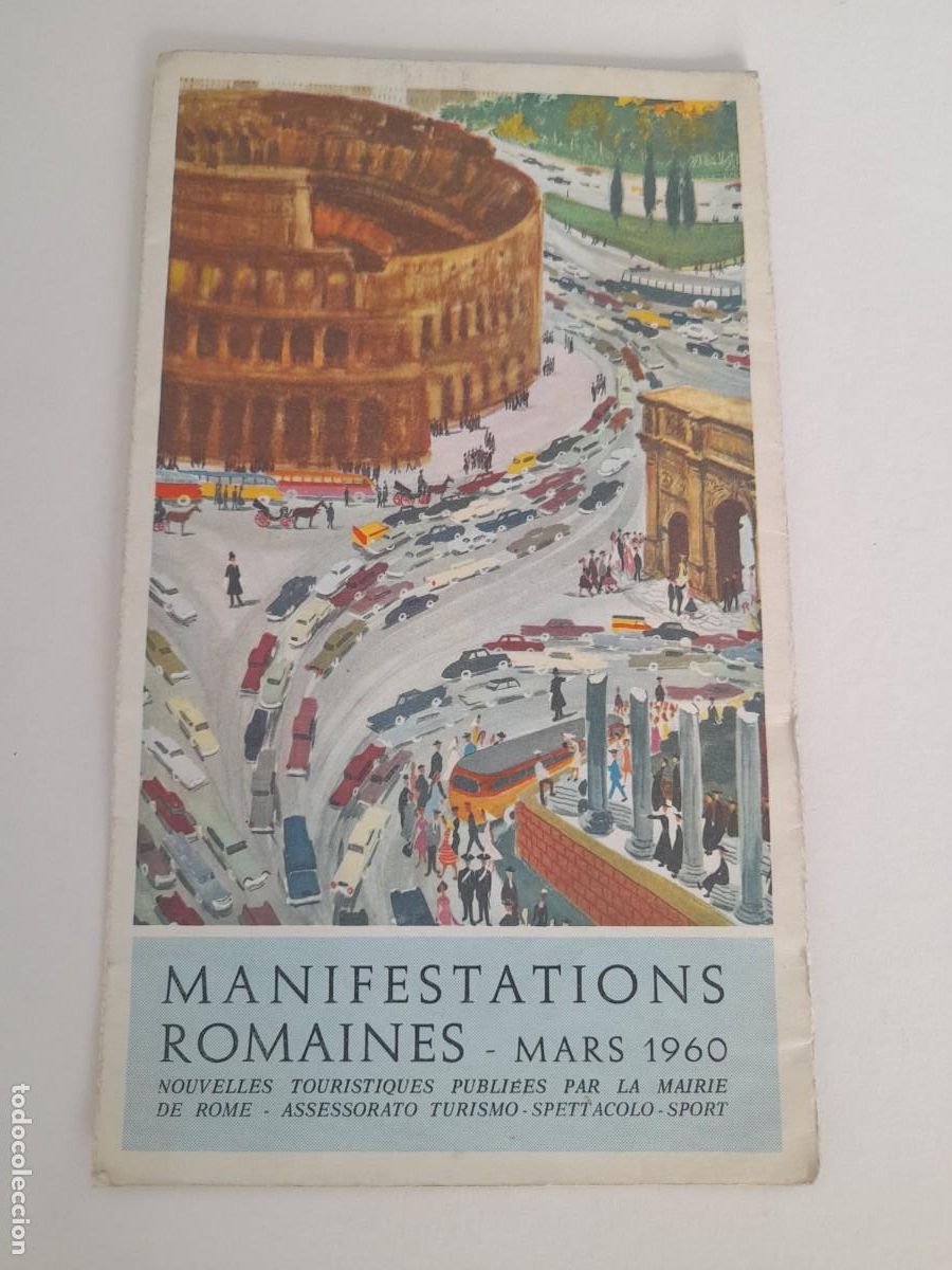 Folletos de turismo: Folleto turistico manifestations romaines de roma, 1960, en frances, 12x22cm aprox, desplegable
