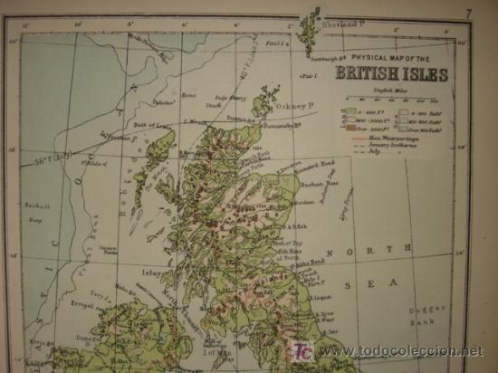 Mapa Físico De Las Islas Británicas Original Comprar Mapas Contemporáneos En Todocoleccion