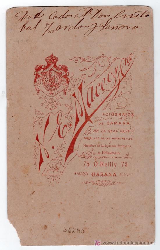 Antique Photography: FOTOGRAFIA ANTIGUA. N. E. MACEO Y HERMANOS FOTOGRAFOS DE CAMARA DE LA REAL CASA. HABANA