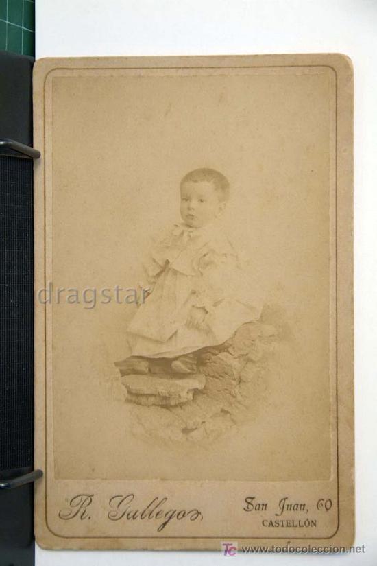 Antique Photography: ANTIGUA FOTOGRAFIA ALBUMINA DE RAMON GALLEGO. NI&Ntilde;O DE CASTELLON
