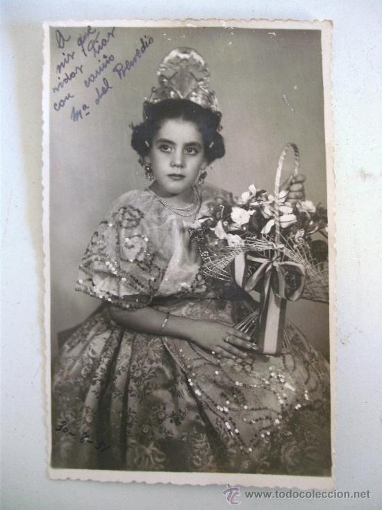 Antique Photography: foto de fallera con inscripcion 1951 (9x14cm aprox)