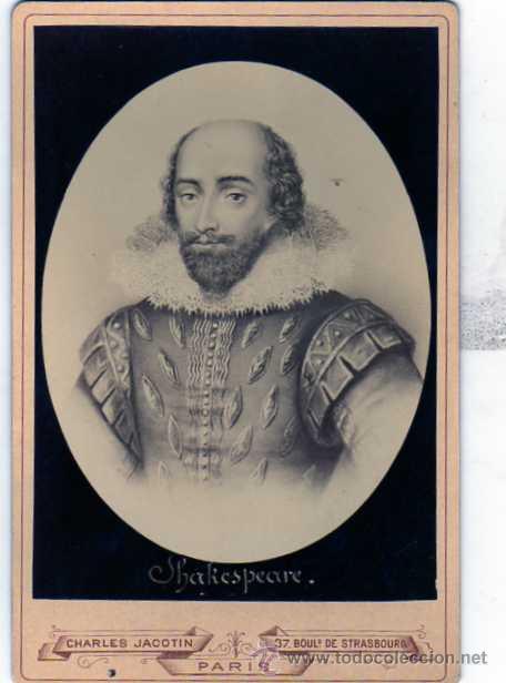 Fotograf&iacute;a antigua: Fotografia tama&ntilde;o gabiente de Shakespeare, C&eacute;lebre escritor. Charles Jacotin fotografo