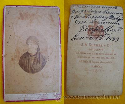 Antique Photography: Antigua Foto : JOSEFA MARTI CON MANTILLA - Fot J.A.Suarez, La Habana - Cuba. 1883