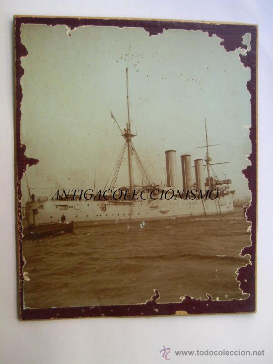 Antique Photography: Buque de Guerra. Fondeado en el Puerto de Marsella. Francia. Fecha aproximada 1900-1910