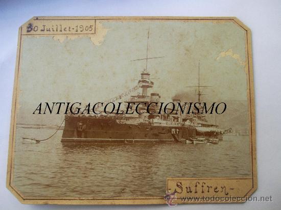 Antique Photography: Buque de Guerra Franc&eacute;s. Suffren. Fondeado en el Puerto de Marsella. Francia. 1905.