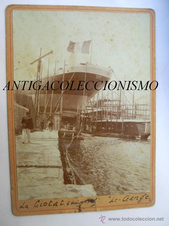 Antique Photography: Buque Franc&eacute;s &ldquo;Le Gange&rdquo;. En construcci&oacute;n. Astilleros de La Ciotat. Francia. 1904/1905