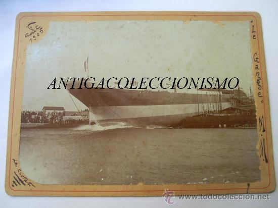 Antique Photography: Buque Franc&eacute;s &ldquo;Le Gange&rdquo;. Botadura.  Astilleros de La Ciotat. Francia. 1905.