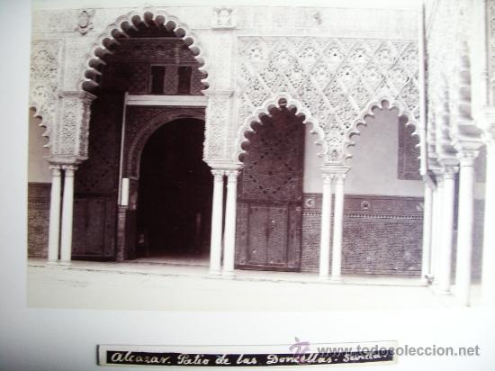 Antique Photography: 1888-PATIO DE LAS DONCELLAS DEL ALC&Aacute;ZAR.SEVILLA.FOT&Oacute;GRAFO CASTILLO. FOTO ORIGINAL.ALB&Uacute;MINA