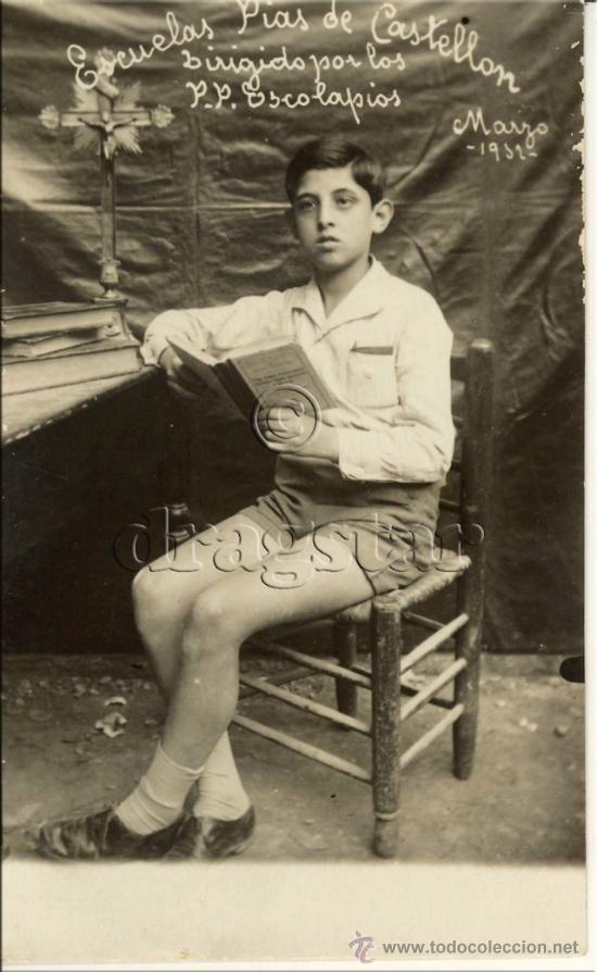 Antique Photography: POSTAL FOTOGRAFICA ORIGINAL JOVEN ESTUDIANTE ESCUELAS PIAS DE CASTELLON 1932