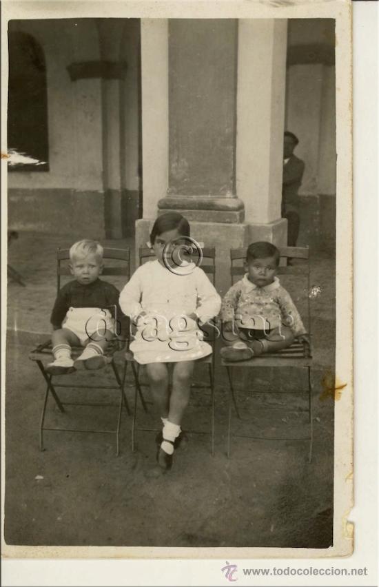 Fotografia antica: POSTAL FOTOGRAFICA ORIGINAL NI&Ntilde;OS EN LA PERGOLA DE CASTELLON