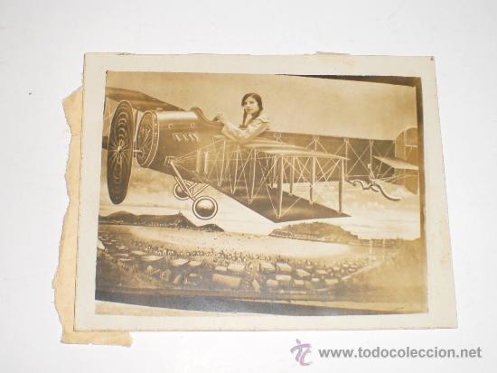 Fotografia antica: Antigua fotograf&iacute;a. Imagen con decorado de avi&oacute;n.