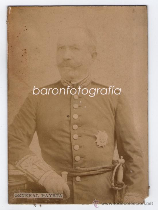 Fotograf&iacute;a antigua: Retrato del general Payeta, 1890's. 10x14 cm. muy desvanecida