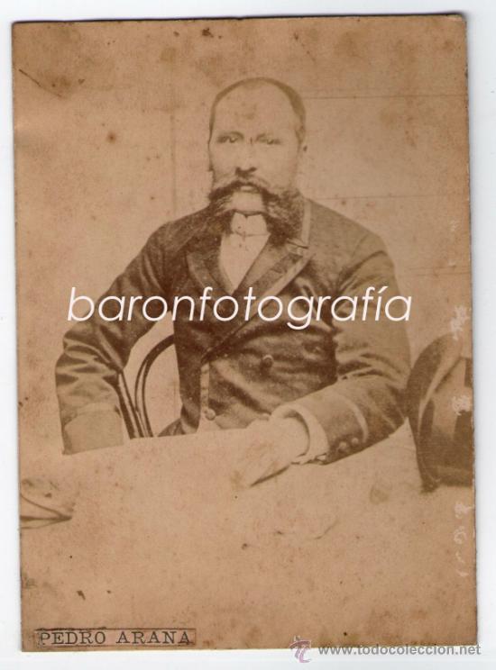 Antique Photography: PEDRO ARANA, retrato sin datos revesos, 1890's. 8,5x11,5 cm.