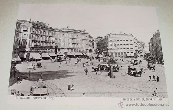 Fotografia antica: ANTIGUA FOTOTIOPIA 1896 -MADRID, PUERTA DEL SOL - HAUSER Y MENET - MIDE 22,5 X 16 CMS. APROXIMADAMEN