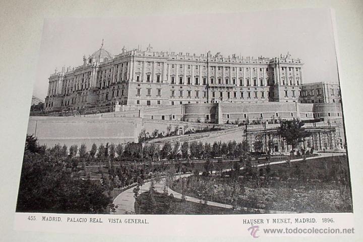 Antique Photography: ANTIGUA FOTOTIPIA 1896 -MADRID, PALACIO REAL, JARDINES SABATINI EN OBRAS - HAUSER Y MENET - MIDE 22,