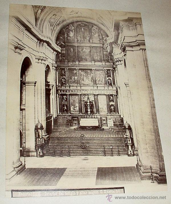 Fotografia antica: ANTIGUA FOTOGRAFIA ALBUMINA  - EL ESCORIAL -INTERIOR DEL TEMPLO Y ALTAR MAYOR (C. HUERTA FOT.) - MID