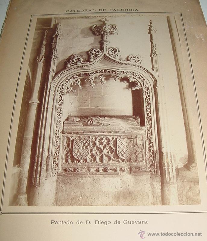 Fotografia antica: ANTIGUA FOTOGRAFIA ALBUMINA DE LA CATEDRAL DE PALENCIA . PANTEON DE D. DIEGO DE GUEVARA - MIDE 22,5