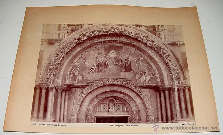 Fotografia antica: ANTIGUA FOTOGRAFIA ALBUMINA C. NAYA - 3551  VENEZIA (ITALIA) - CHIESA S. MARCO (PORTA MAGGIORE, PART