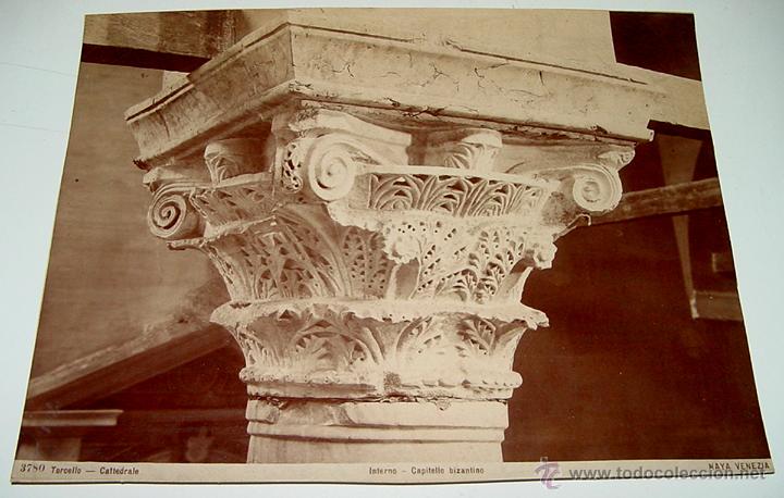 Fotografia antica: ANTIGUA FOTOGRAFIA ALBUMINA C. NAYA - 3780 - TORCELLO (ITALIA) - CATTEDRALE (INTERNO, CAPITELLO BIZA