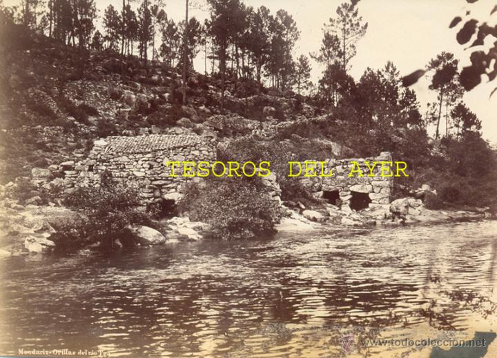 Fotografia antiga: ANTIGUA FOTOGRAFIA ALBUMINA ORIGINAL DEL FOTOGRAFO FRANCISCO ZAGALA, MONDARIZ, ORILLAS DEL RIO TEA,