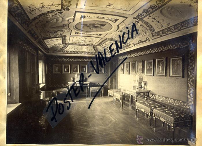Fotografia antica: FOTOGRAFIA ALBUMINA, 2 FOTOS EL ESCORIAL, SALON MUEBLES Y GALERIA BATALLAS , VER FOTOS,ORIGINAL, F17