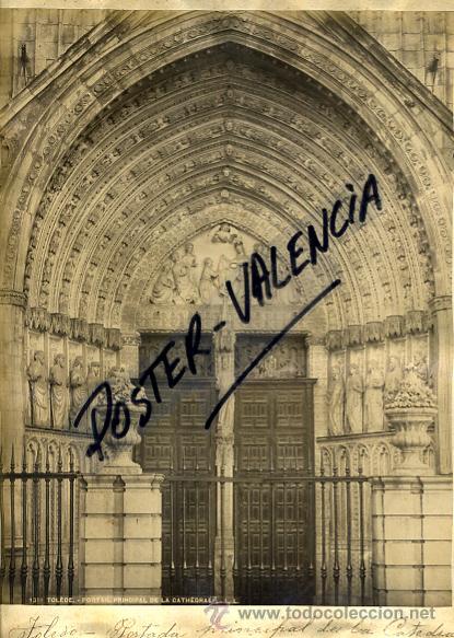 Fotografia antica: FOTOGRAFIA ALBUMINA, 2 FOTOS TOLEDO, PORTADA CATEDRAL EL CORO , VER FOTOS,ORIGINAL, F14