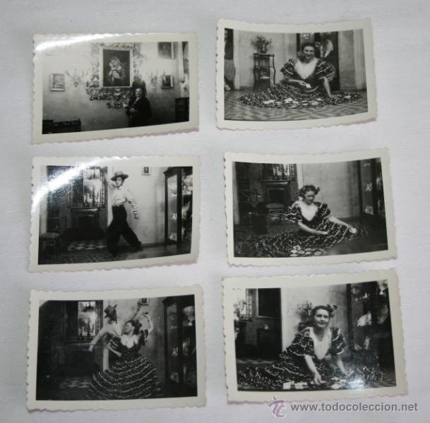 Antique Photography: LOTE DE 6 FOTOGRAFIAS - CHICOS BAILAN VESTIDOS DE FLAMENCO EN PALACIO Y OTRA CON MANTILLA A&Ntilde;OS 30-40