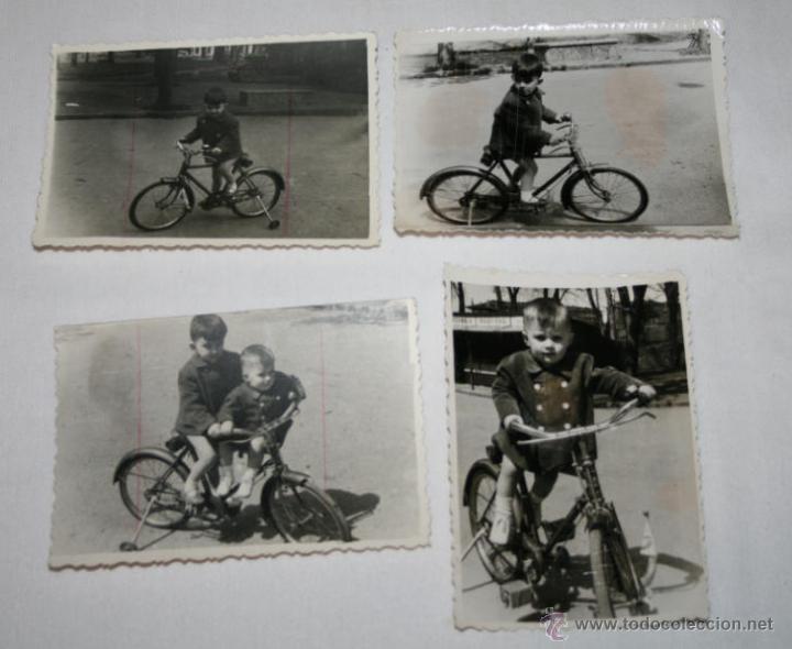 Antique Photography: LOTE DE 4 FOTOGRAFIAS DE NI&Ntilde;OS EN BICICLETA A&Ntilde;OS 50