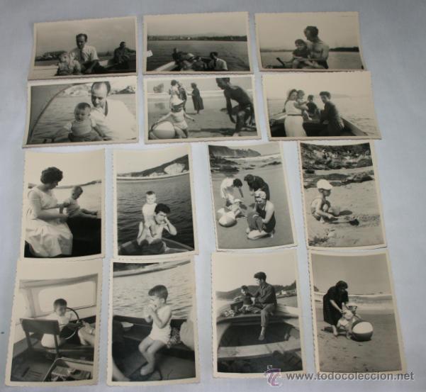Antique Photography: LOTE DE 14 FOTOGRAFIAS - VERANO A&Ntilde;OS 50 EN PLAYA POR ZONA DE AVILES