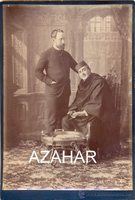 Antique Photography: IMPRESIONANTE FOTOGRAFIA DEL SIGLO XIX, DOS CABALLEROS, EN EL PROTECTORADO ESPA&Ntilde;OL,160X232MM