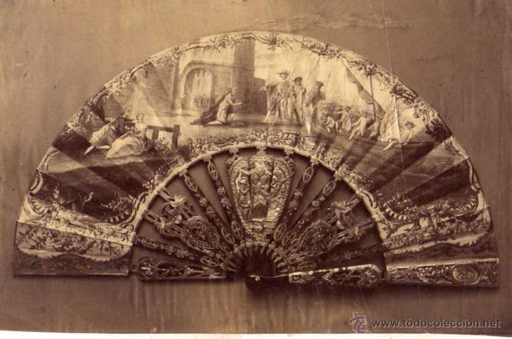 Fotograf&iacute;a antigua: Curiosa fotograf&iacute;a de un abanico 22 x 13,50 cm alb&uacute;mina.