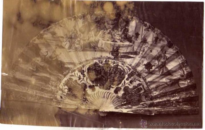 Fotograf&iacute;a antigua: Curiosa fotograf&iacute;a de un abanico 22 x 13,50 cm alb&uacute;mina.