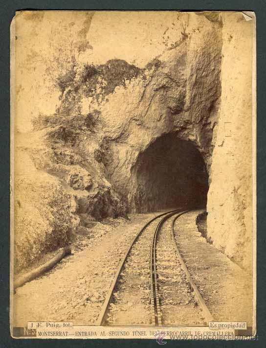 Antique Photography: Montserrat. T&uacute;nel del cremallera. Bonita imagen. F: J. E. Puig. c. 1895