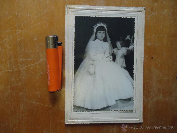 Antique Photography: ANTIGUA FOTOGRAFIA SOBRE CARTON NI&Ntilde;A PRIMERA COMUNION CON NI&Ntilde;O JESUS