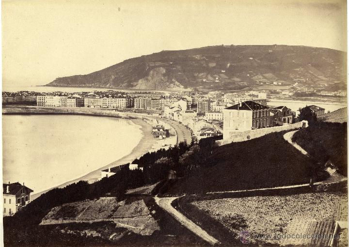 Antique Photography: Laurent1538 San Sebastian Vista general de la Concha Tomada desde la Antigua.Panor&aacute;mica doble.