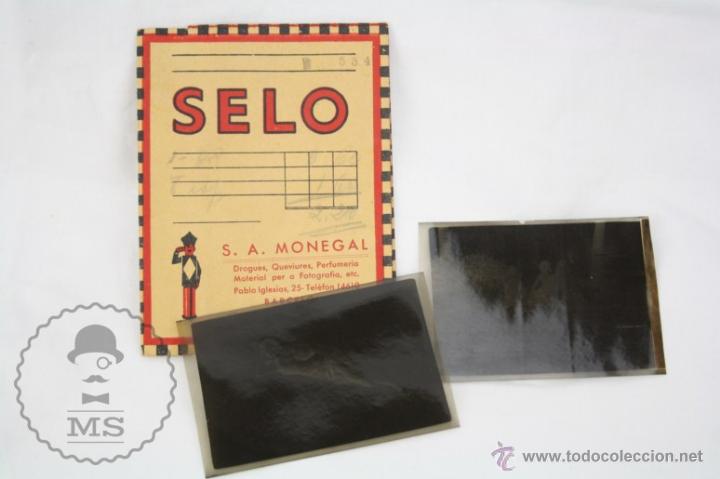 Fotograf&iacute;a antigua: Estuche de Negativos de Fotograf&iacute;a, con 2 Negativos - Selo Roll Film - Medidas 12,5 x 9,5 Cm