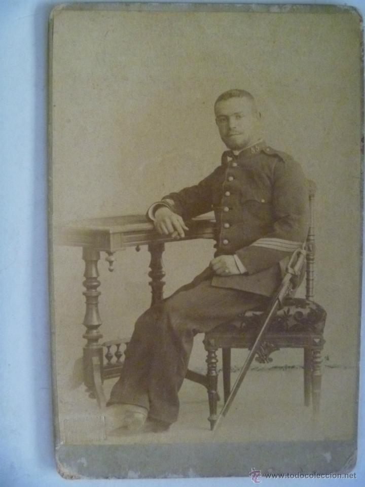 Fotograf&iacute;a antigua: FOTO DE ESTUDIO SARGENTO DEL RGTO. DE INFANTERIA ASIA N&ordm; 55 , SIGLO XIX. DE BERTAZIOLI ?, SABLE
