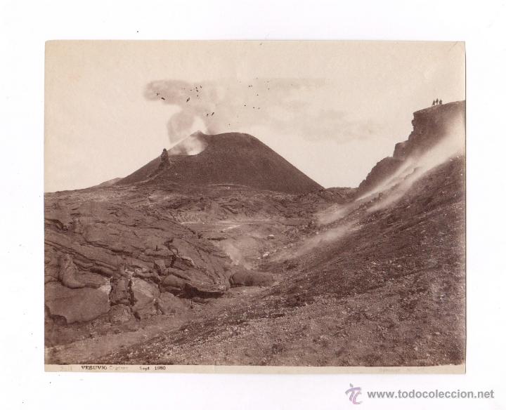 Photographie ancienne: EL VESUBIO EN ERUPCI&Oacute;N, SEPT. 1880. FOTO: GIORGIO SOMMER 19X25 CM.